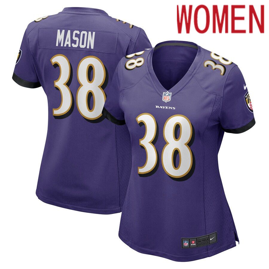 Women Baltimore Ravens 38 Ben Mason Nike Purple Game NFL Jersey